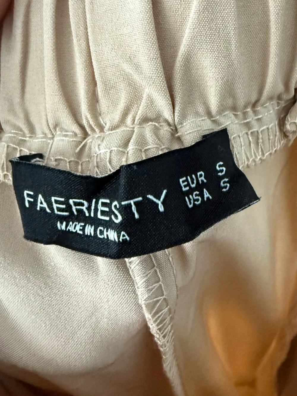 🤎 FAERIesty Neutral Two Piece Set Tiered Wide Leg Pants Crop Top Boho Chic Sz S - Picture 11 of 14